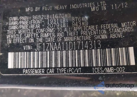 2013 Scion Fr-S z USA, uszkodzony, nr VIN JF1ZNAA11D1714313